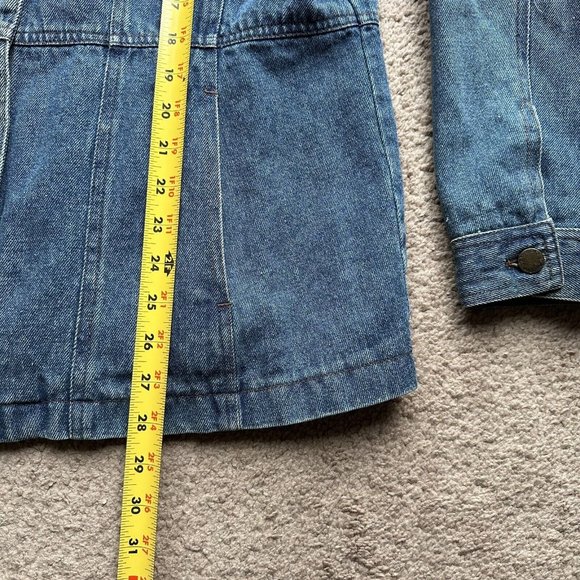 St Johns Bay Jacket Womens Large Denim Flannel Lined *Linning Rip* Pockets Vtg - Picture 9 of 13